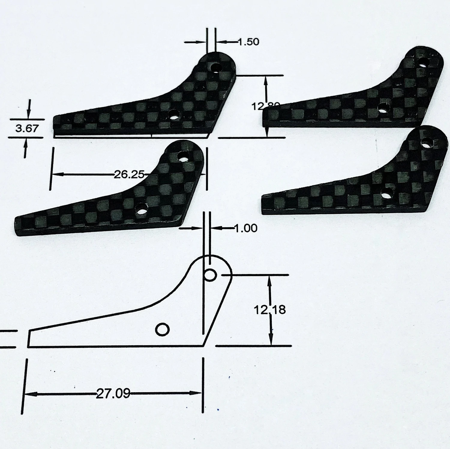 CFK Control Horn 12.18mm For DS 3 CFK Control Horn 12.18mm For DS