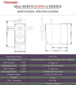 Emax ES09A Servo - 2.4kg (33.32 Oz In), .09-sec - 11.6 Grams -Aloft Hobbies Shop eso9a servo specs