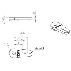MKS DS6125-95 Long Metal Servo Horns -Aloft Hobbies Shop metal 20single 20arm 2022 20x 209mm 01